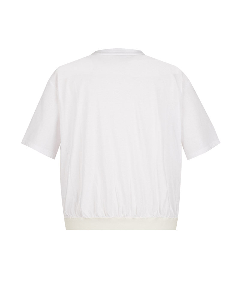 [피에르가르뎅] 밑단 밴딩 크롭 비딩 티셔츠 LOTS2405 - 던필드몰_DawnFieldMall